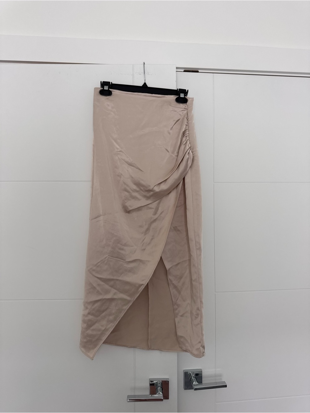 NWT Zara Champagne Pink Satin Wrap Midi Skirt